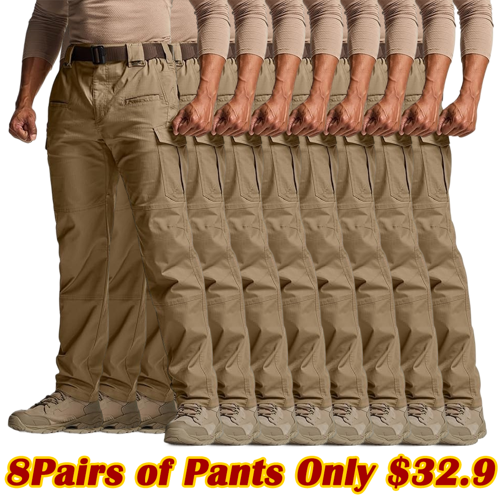 ZZW-Men's Flex Stretch Tactical Pants, Water Resistant Ripstop Cargo Pants