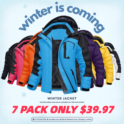 ⚠️Christmas promotion🔥 Unisex style 🔥 Waterproof Fleece-Lined Ski Jacket with Hood