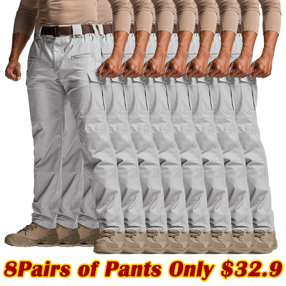 ZZW-Men's Flex Stretch Tactical Pants, Water Resistant Ripstop Cargo Pants