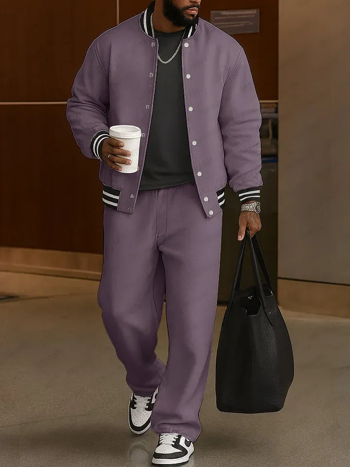 LBF-⏰ Classic Striped Trim Jacket Pants Set