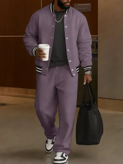 LBF-⏰ Classic Striped Trim Jacket Pants Set