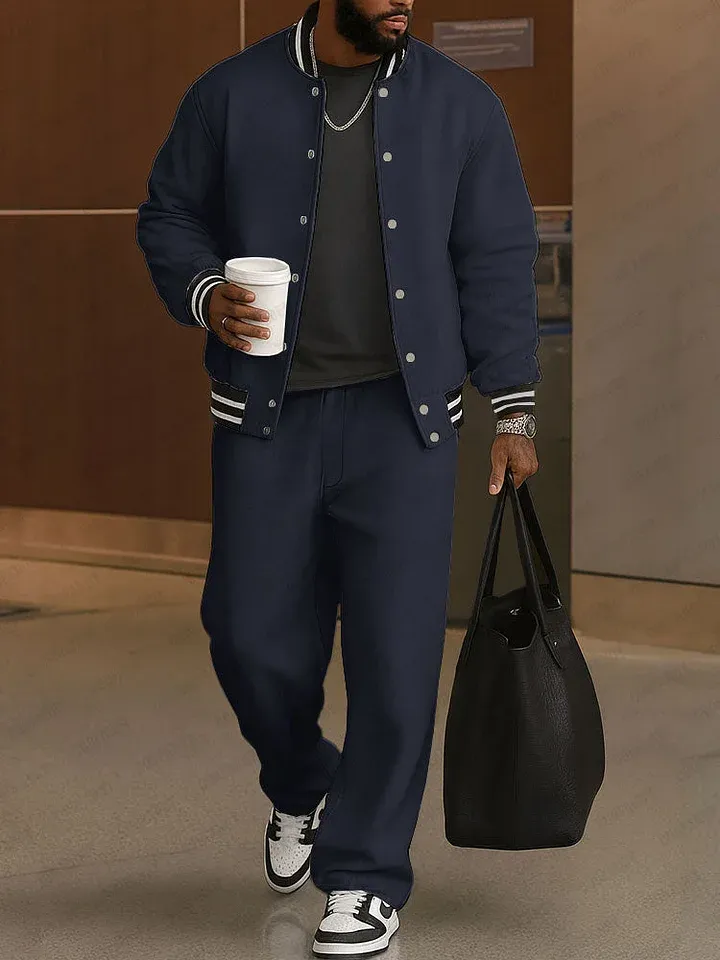 LBF-⏰ Classic Striped Trim Jacket Pants Set