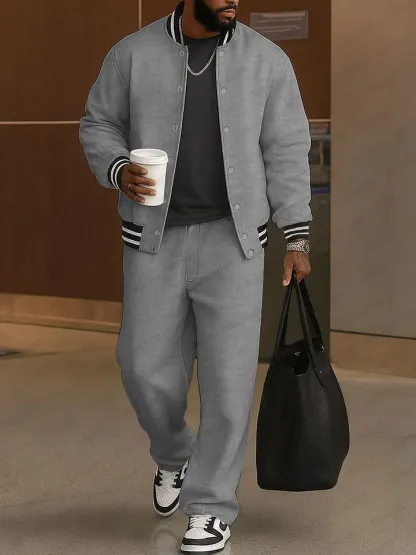 LBF-⏰ Classic Striped Trim Jacket Pants Set