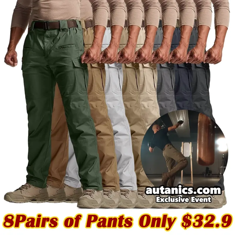 ZZW-Men's Flex Stretch Tactical Pants, Water Resistant Ripstop Cargo Pants