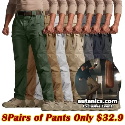ZZW-Men's Flex Stretch Tactical Pants, Water Resistant Ripstop Cargo Pants