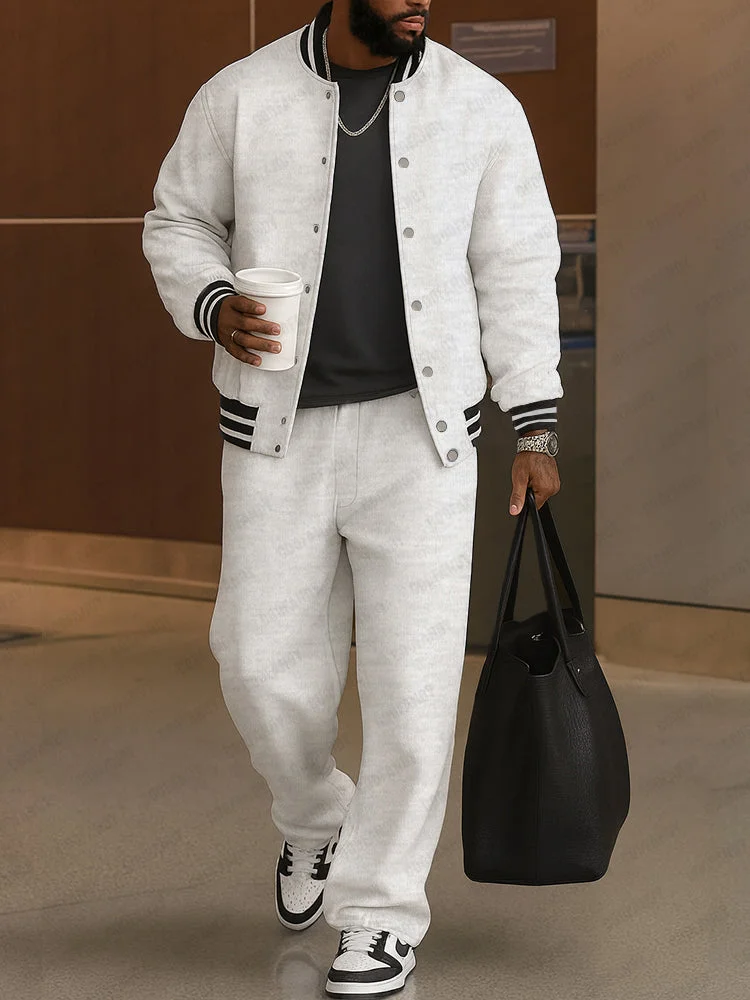 LBF-⏰ Classic Striped Trim Jacket Pants Set