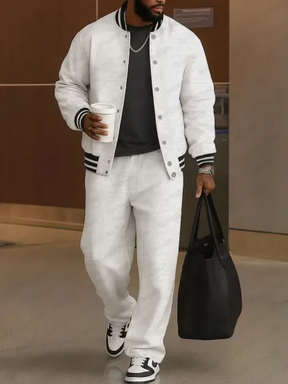 LBF-⏰ Classic Striped Trim Jacket Pants Set