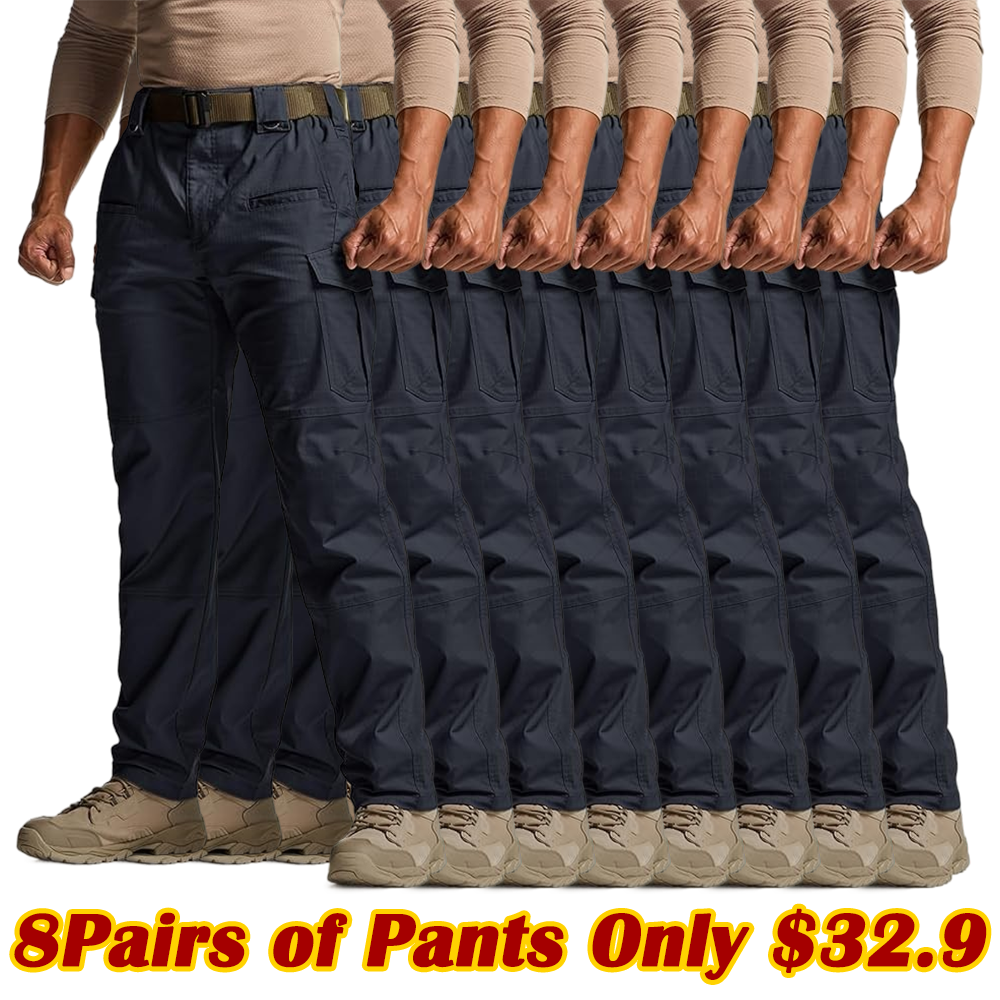 ZZW-Men's Flex Stretch Tactical Pants, Water Resistant Ripstop Cargo Pants