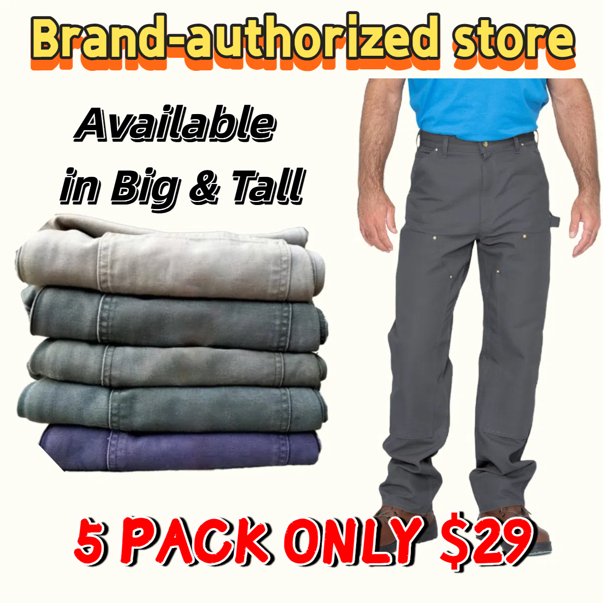 LBF-🔥Men's Loose Fit Washed Carpenter Work Pant