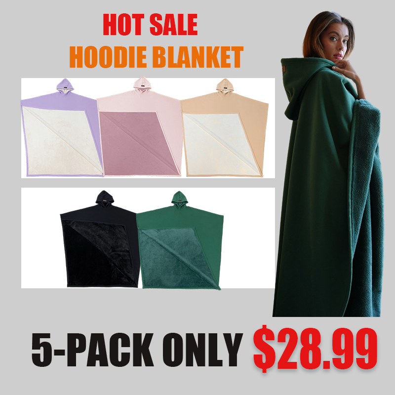 Solid Color sided Fleece Hoodie Blanket