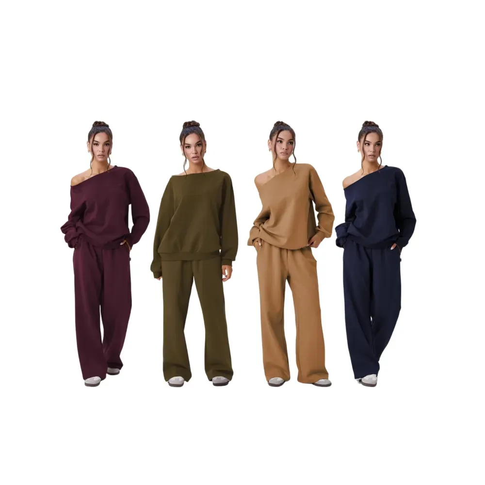 ⚠️Women’s Sloping Shoulder Top & Wide Leg Pants Set