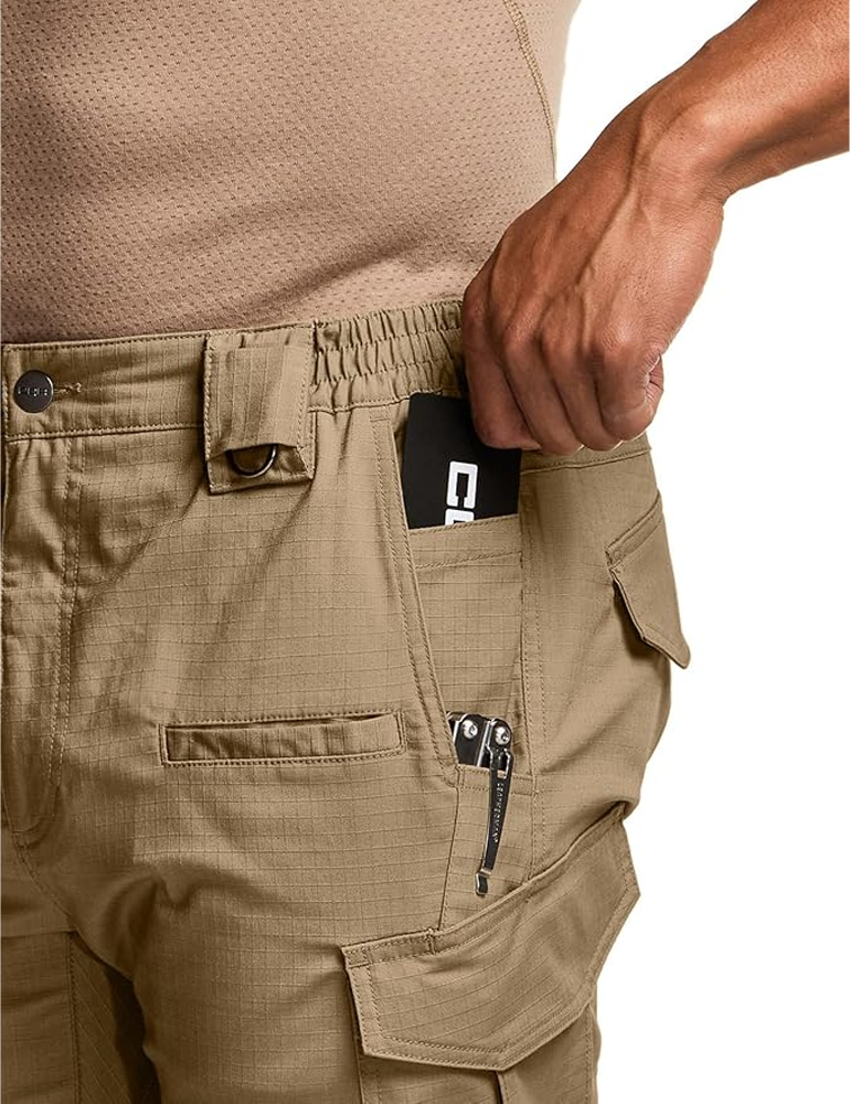 DDMen's Flex Stretch Tactical Pants, Water Resistant Ripstop Cargo Pants