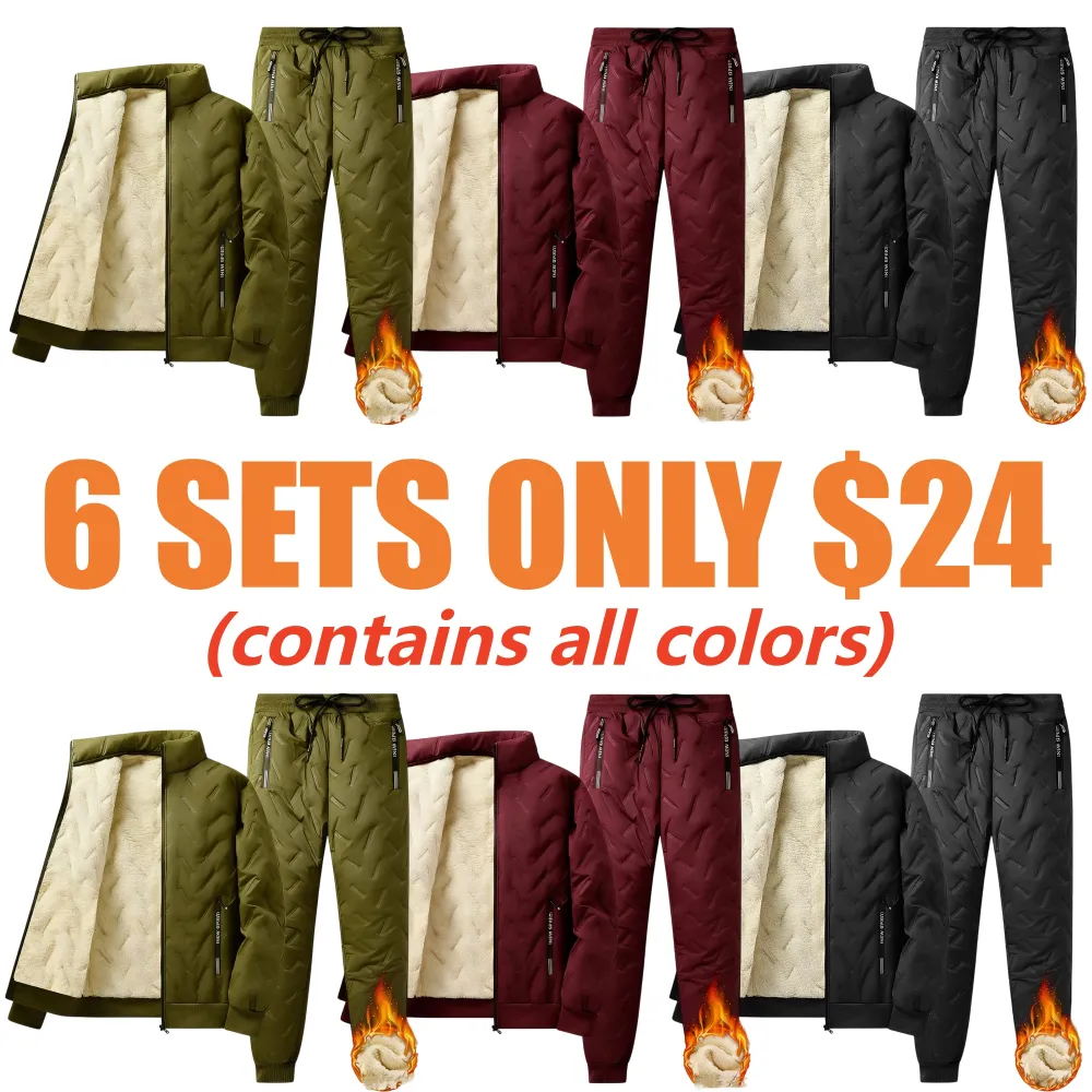 Men’s Hooded Fleece Casual Set – Stand Collar Jacket & Pants