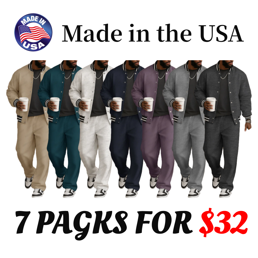 LBF-⏰ Classic Striped Trim Jacket Pants Set