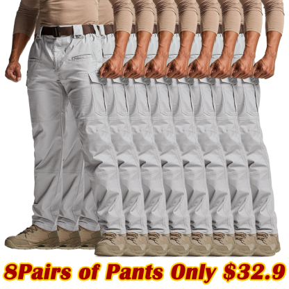 DDMen's Flex Stretch Tactical Pants, Water Resistant Ripstop Cargo Pants