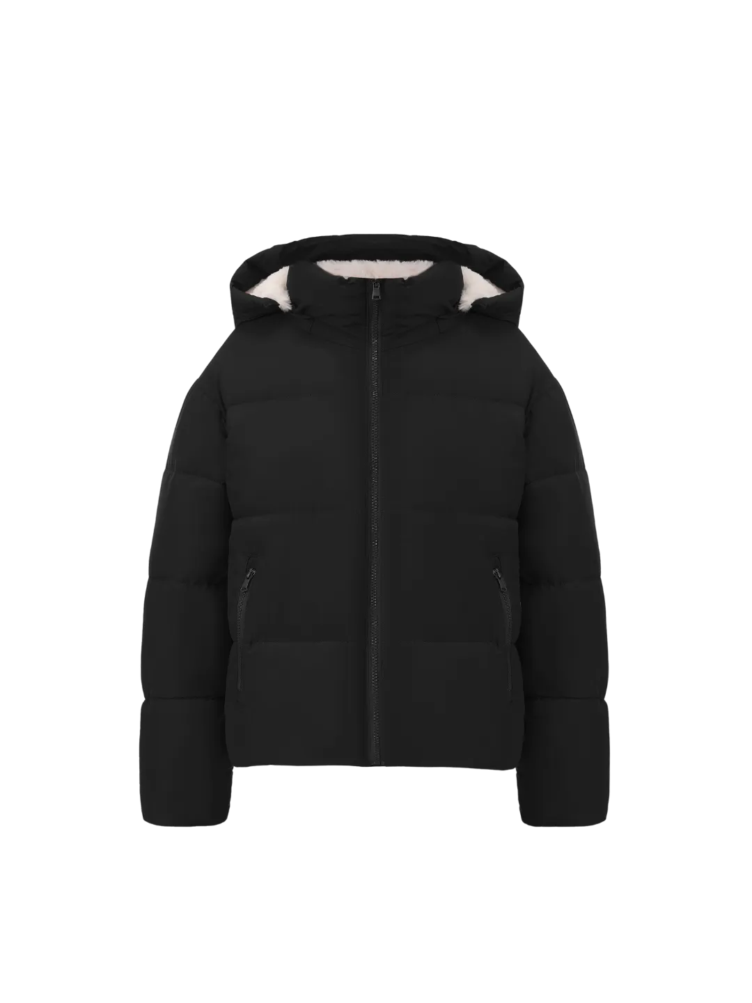DD 🔥🔥Premium Faux Fur Lined Short Puffer Jackets with Removable Hood