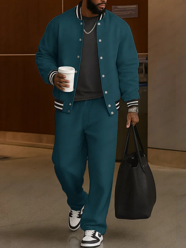 LBF-⏰ Classic Striped Trim Jacket Pants Set