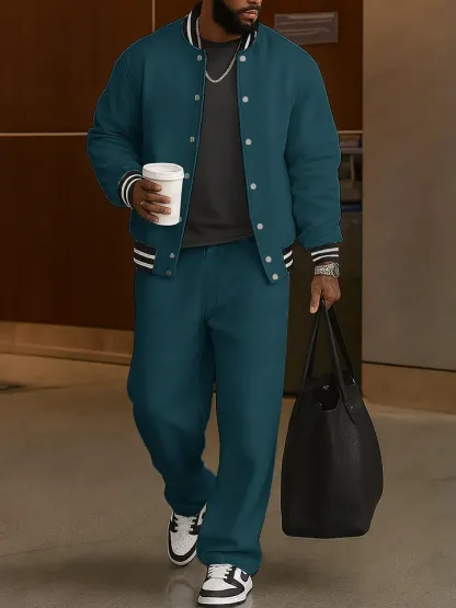 LBF-⏰ Classic Striped Trim Jacket Pants Set