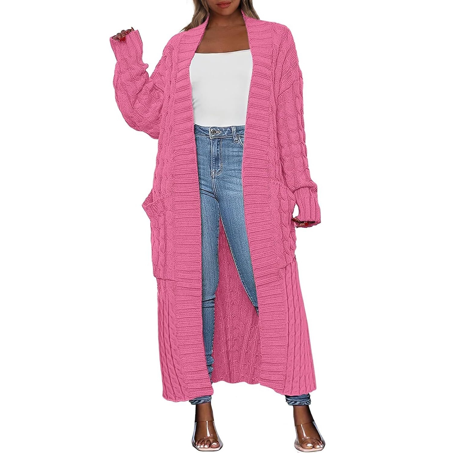 Women's Long Cardigan 2025 Oversized Coat Long Sleeve Open Cardigan Kn