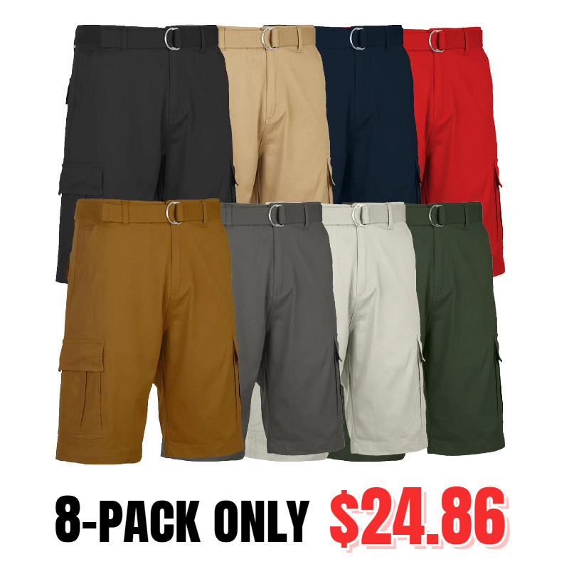 ⏰Final Sale⚡ - Men's 8-Pack Cargo Shorts with Belt (Big size 28-54)