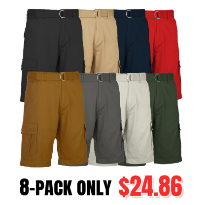 ⏰Final Sale⚡ - Men's 8-Pack Cargo Shorts with Belt (Big size 28-54)