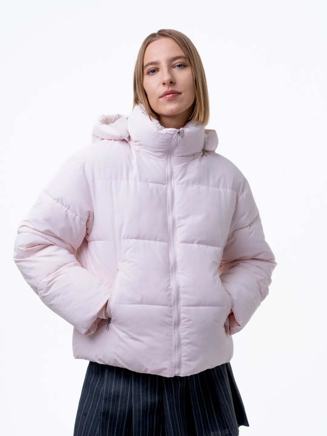 DD 🔥🔥Premium Faux Fur Lined Short Puffer Jackets with Removable Hood