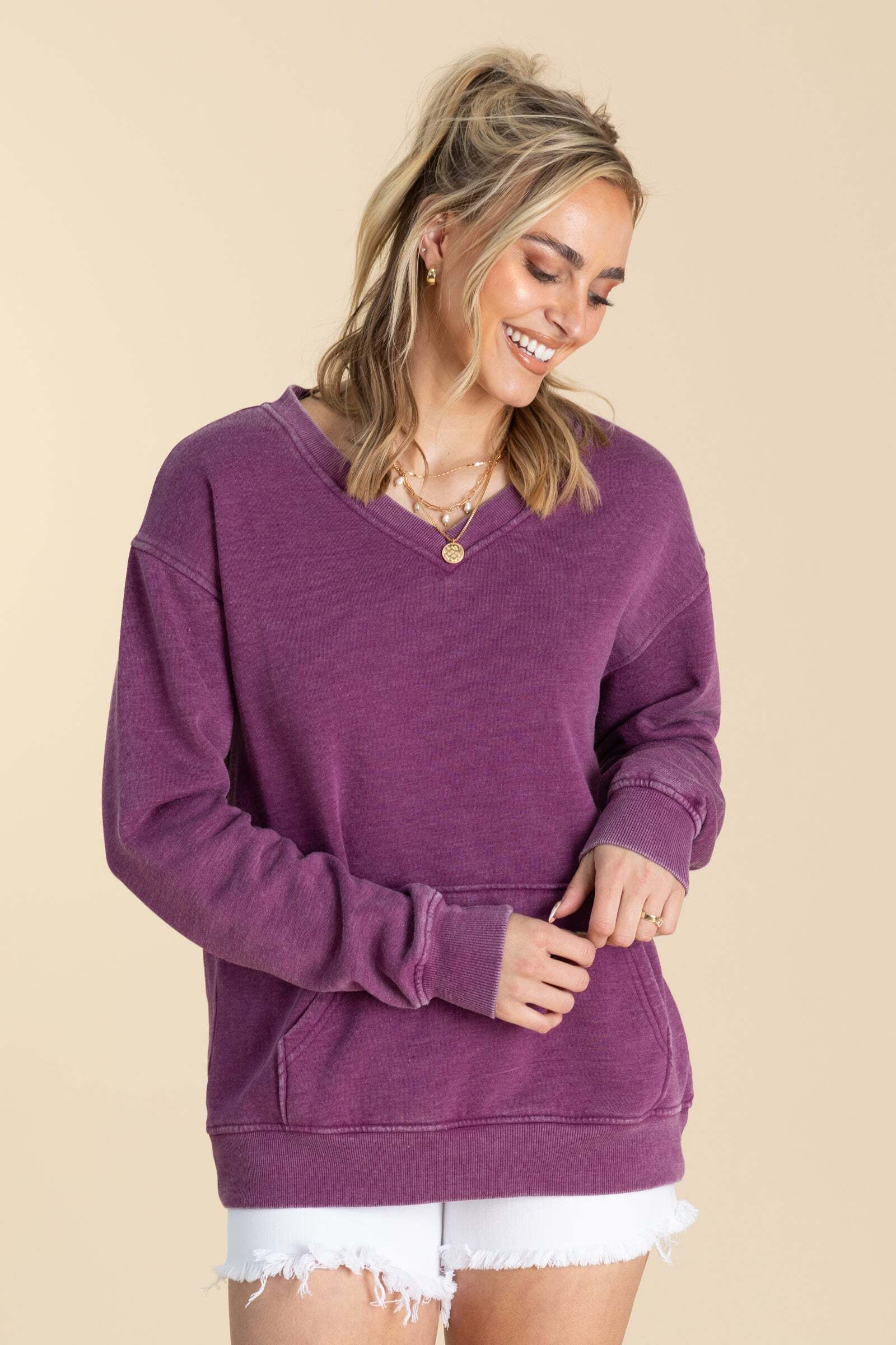⚠️ Your Favorite Is Back!🔥Pigment Dyed Cozy Campfire V-Neck Sweatshirt