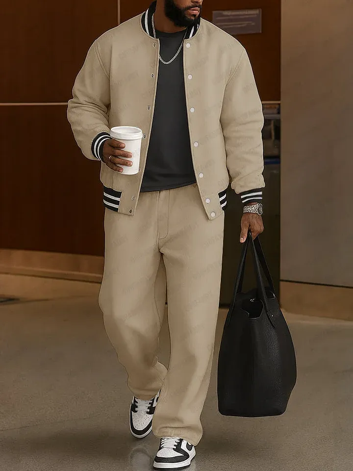 LBF-⏰ Classic Striped Trim Jacket Pants Set