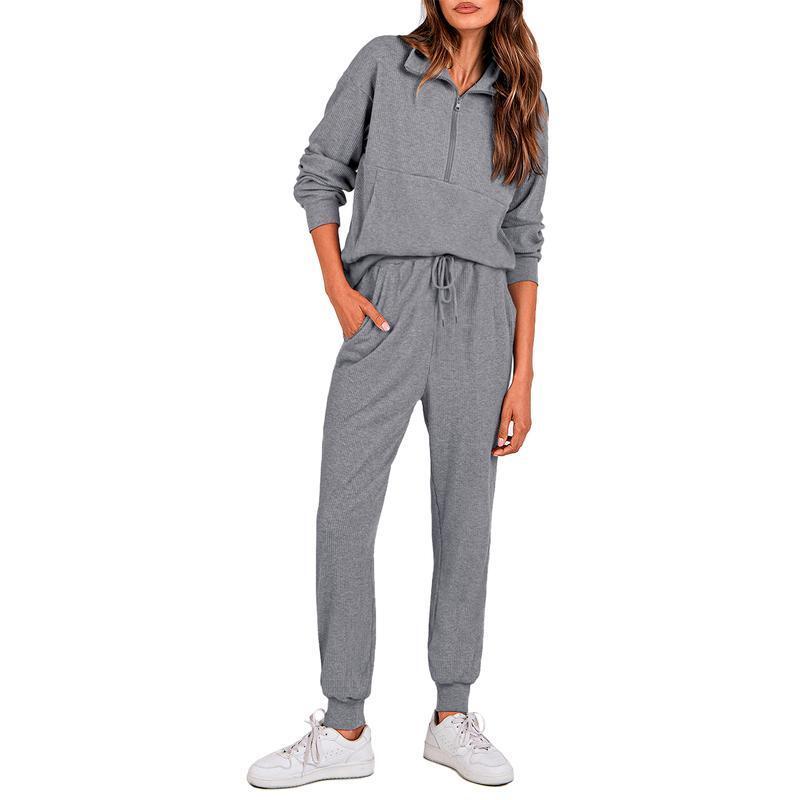 JH🔥Cozy Season Essential🔥 Women's 2-Piece Lounge Set | Plush Half Zip Sweatshirt & Pants best for Summer and fall | Limited Stock!