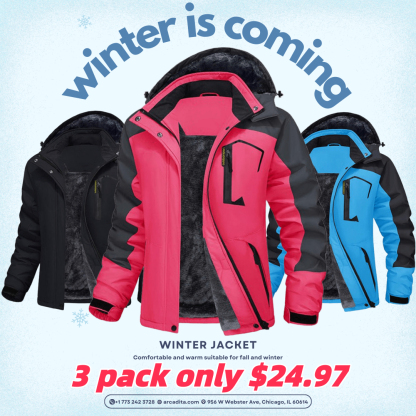 ⚠️Christmas promotion🔥 Unisex style 🔥 Waterproof Fleece-Lined Ski Jacket with Hood