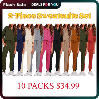 JH🔥Cozy Season Essential🔥 Women's 2-Piece Lounge Set | Plush Half Zip Sweatshirt & Pants best for Summer and fall | Limited Stock!