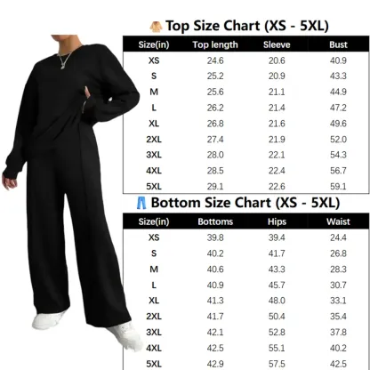 Women's Solid 2-Piece Set: Drop Shoulder Sweatshirt + Elastic Waist Pants