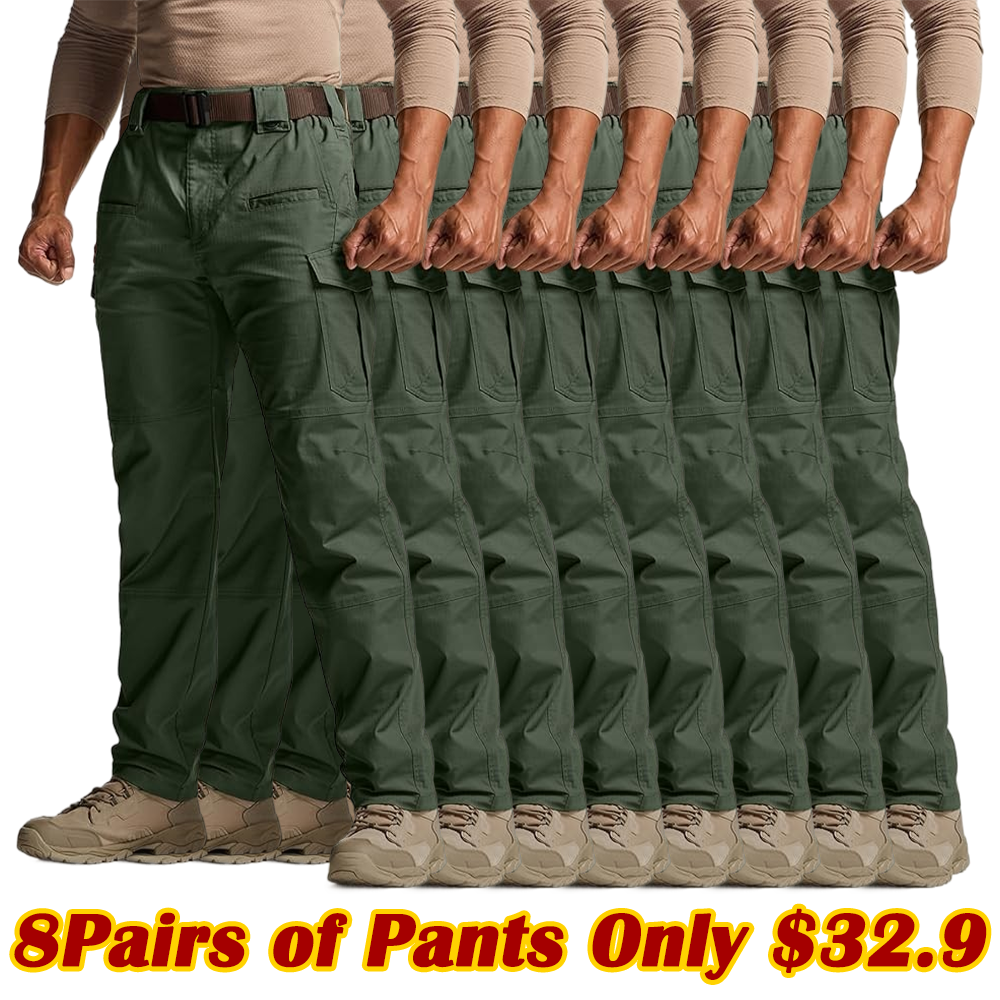 ZZW-Men's Flex Stretch Tactical Pants, Water Resistant Ripstop Cargo Pants