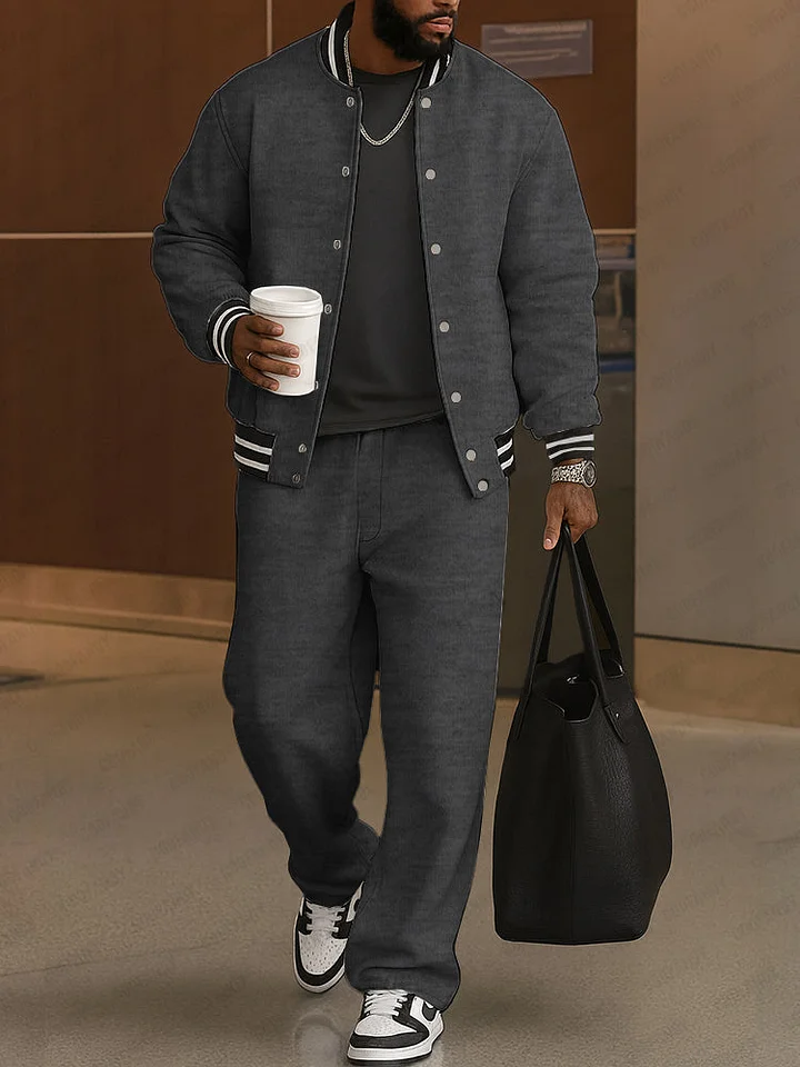 LBF-⏰ Classic Striped Trim Jacket Pants Set