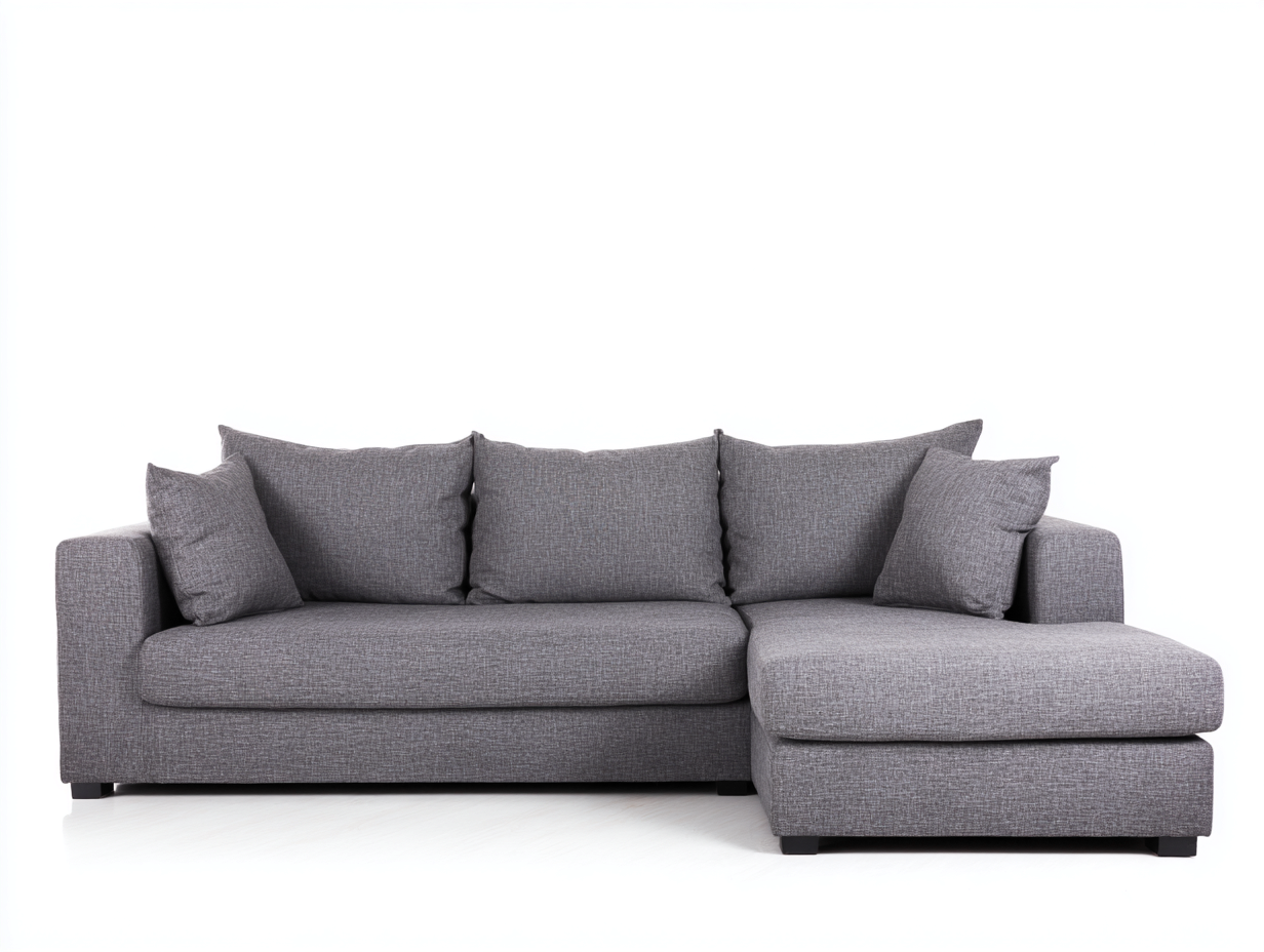 Canapé d'angle en tissu 260x150x85cm - gris - salon - design moderne avec espace de rangement