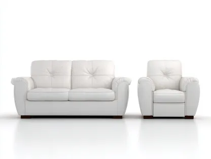 Ensemble canapé deux places et fauteuil en cuir - canapé 170x90x95cm - blanc - salon - style classique confortable