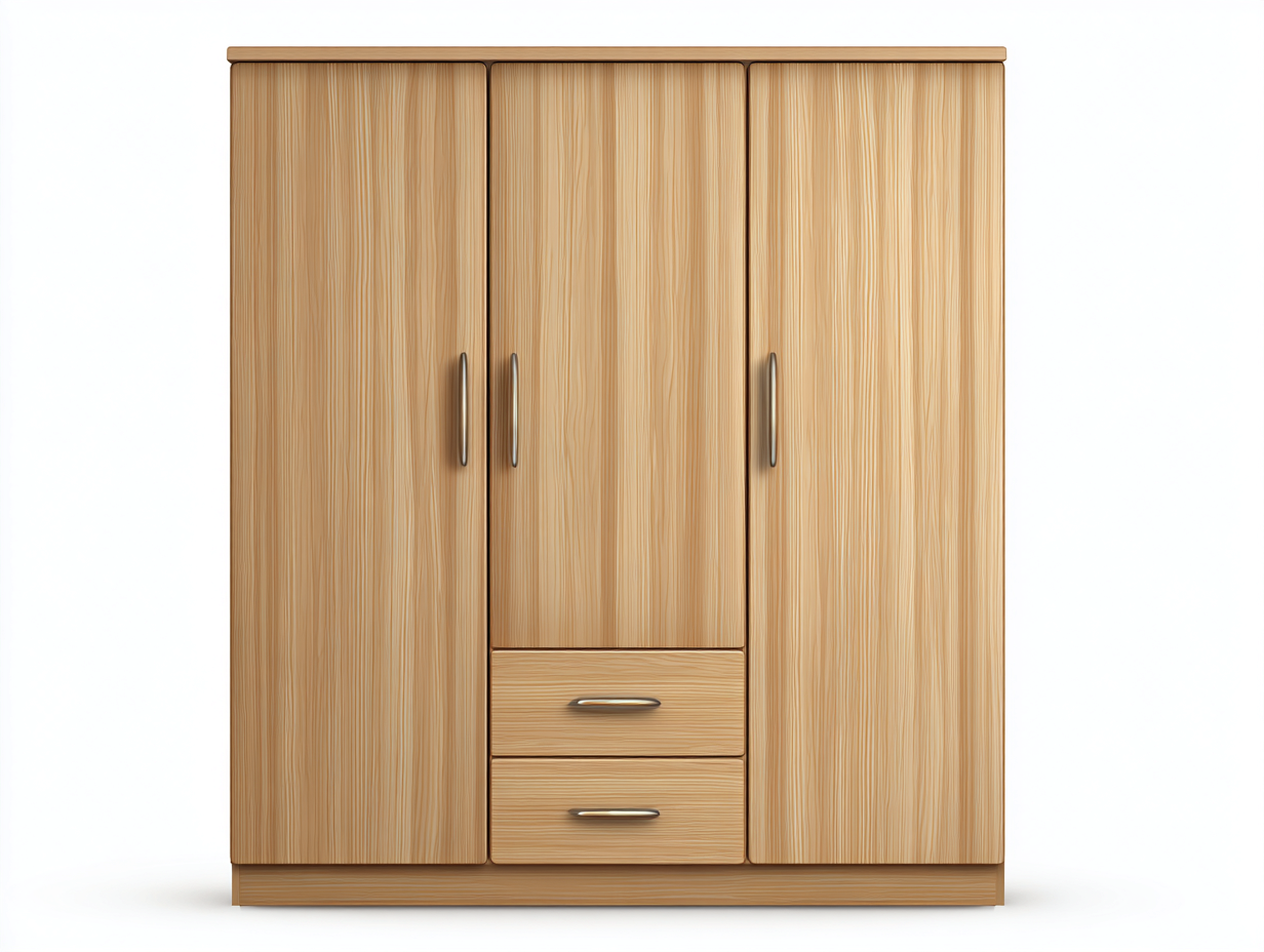 Armoire en bois 160x55x200cm - chêne clair - chambre - design moderne avec espace de rangement