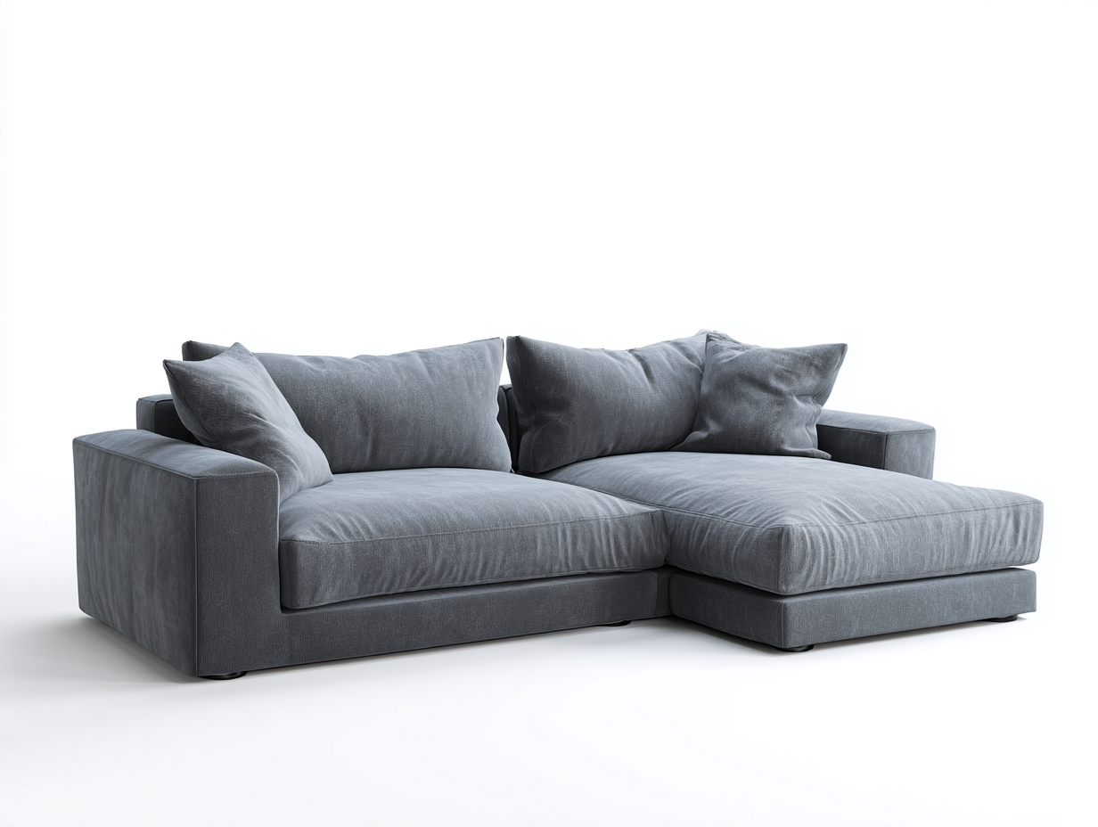Canapé d'angle en tissu 260x170x88cm - gris - salon - assise profonde style contemporain