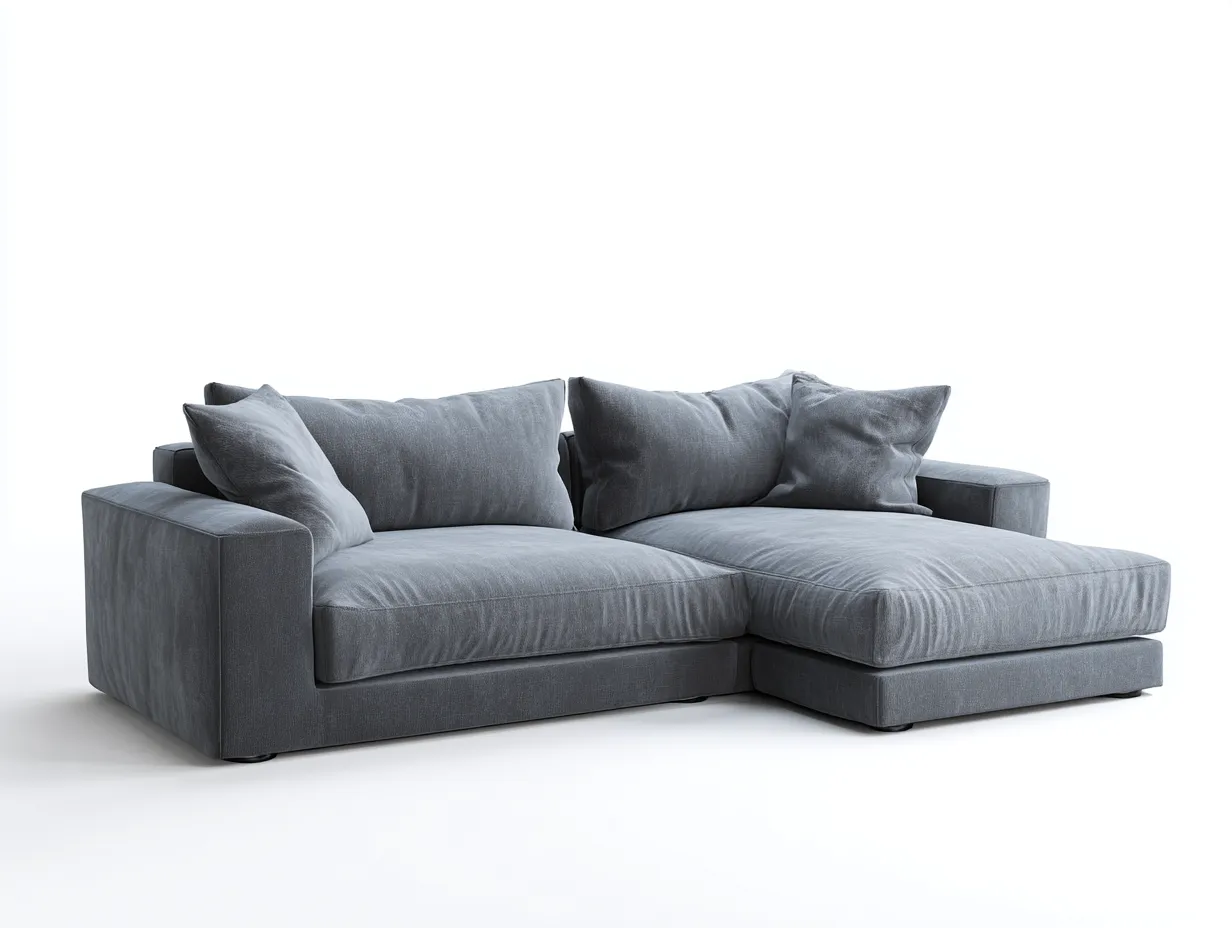 Canapé d'angle en tissu 260x170x88cm - gris - salon - assise profonde style contemporain