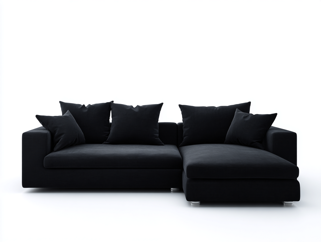 Canapé d'angle en tissu 260x160x85cm - noir - salon - assise profonde style contemporain