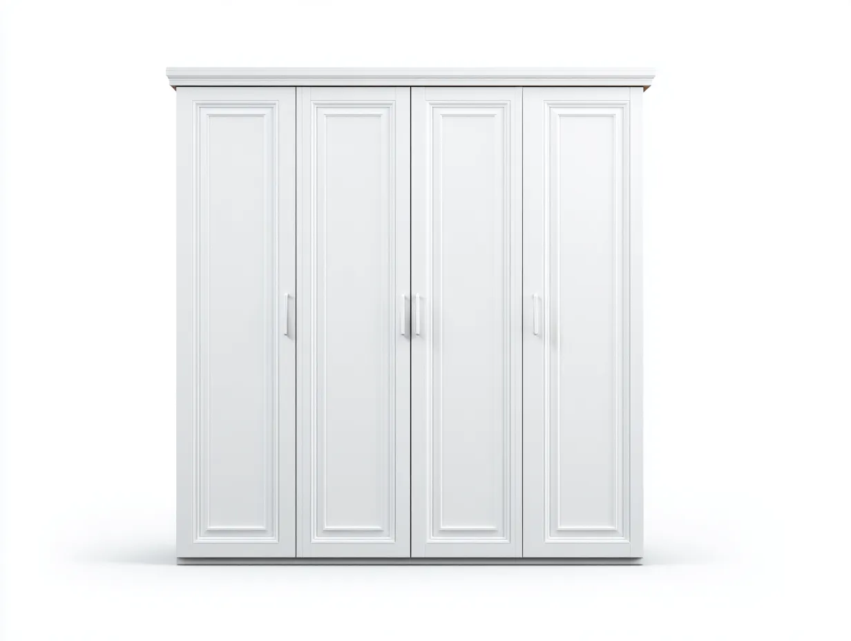Armoire 4 portes en panneaux bois 180x55x200cm - blanc - chambre - rangement spacieux style classique
