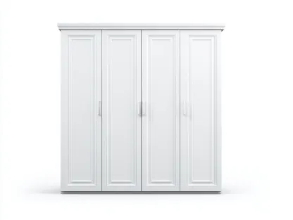 Armoire 4 portes en panneaux bois 180x55x200cm - blanc - chambre - rangement spacieux style classique