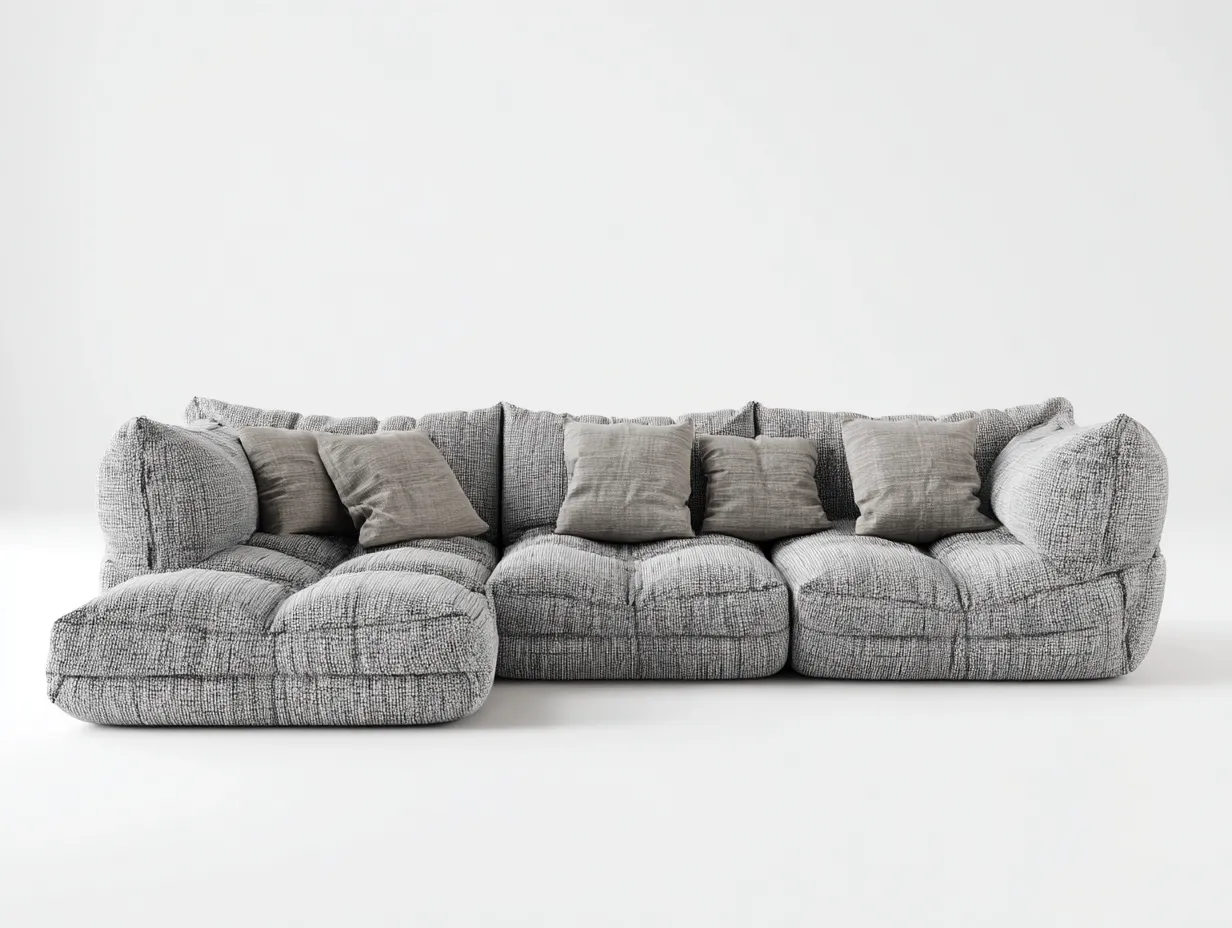 Canapé d'angle en tissu 290x170x80cm - gris clair - salon - style contemporain confort profond