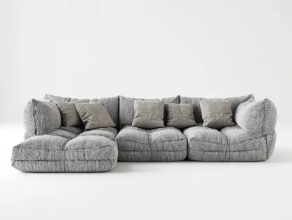 Canapé d'angle en tissu 290x170x80cm - gris clair - salon - style contemporain confort profond