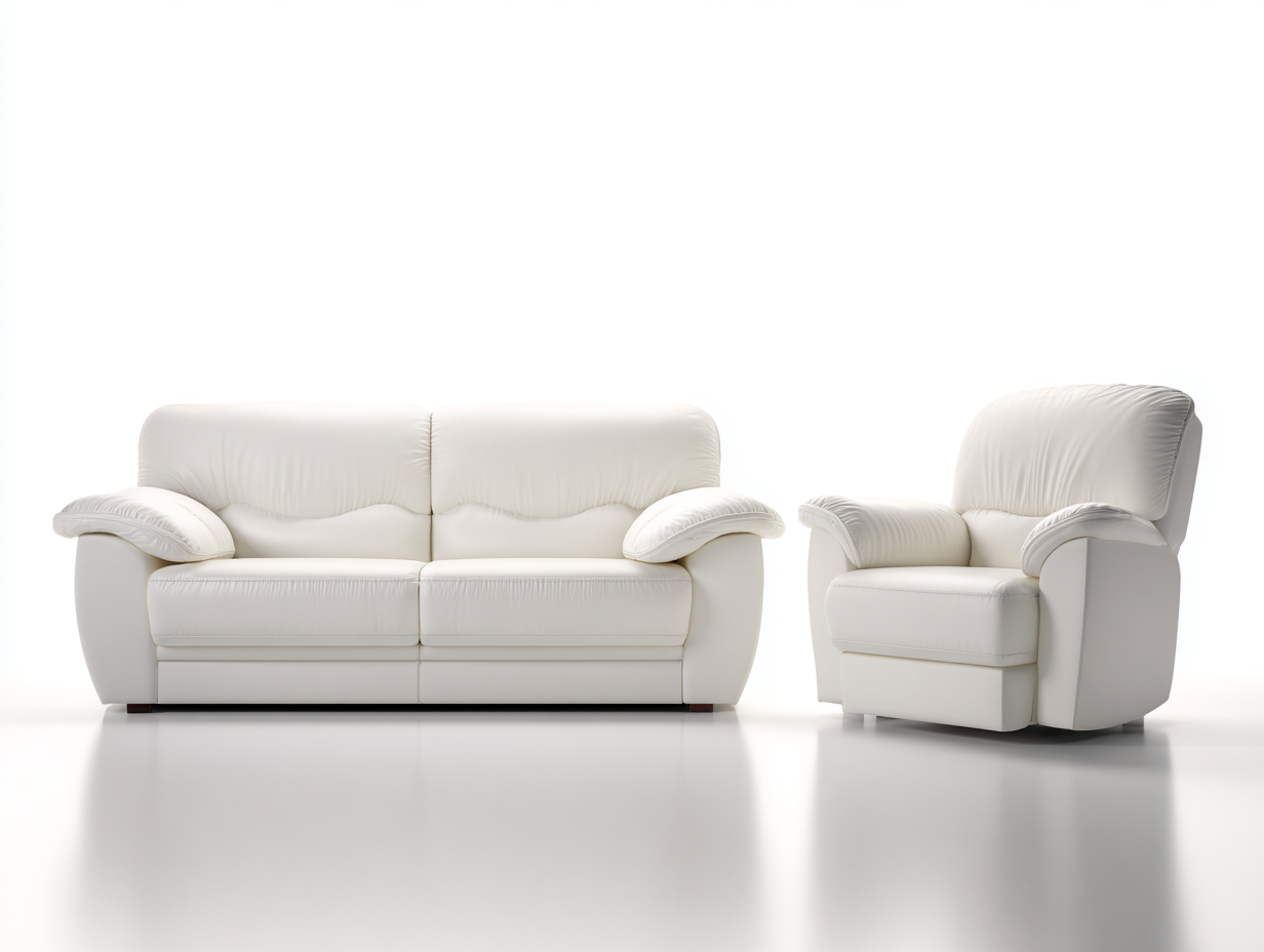 Ensemble canapé 2 places et fauteuil relax en cuir véritable - canapé 165x95x100 cm - blanc - salon - fonction relaxation