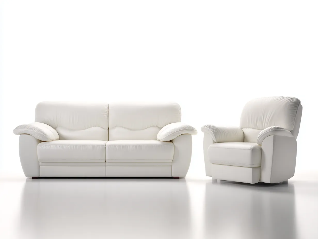 Ensemble canapé 2 places et fauteuil relax en cuir véritable - canapé 165x95x100 cm - blanc - salon - fonction relaxation