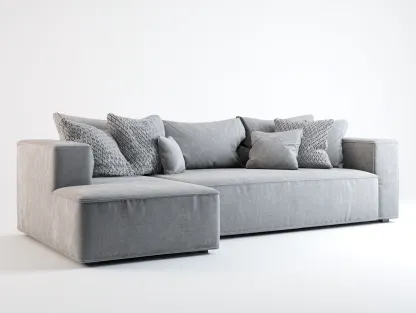 Canapé d'angle en tissu 290x165x78cm - gris clair - salon - style contemporain confort profond