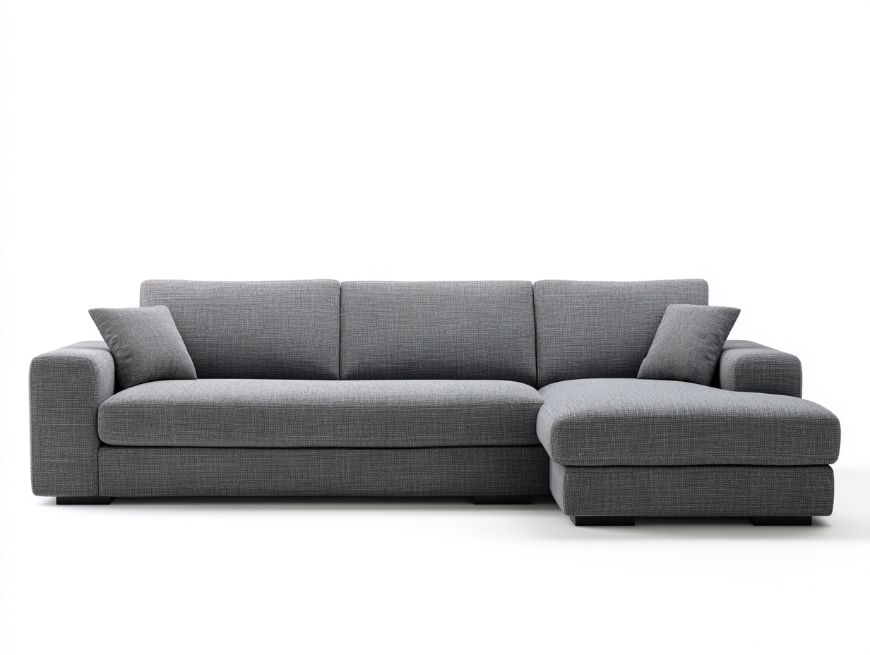 Canapé d'angle en tissu 270x165x85cm - gris - salon - style contemporain confort quotidien