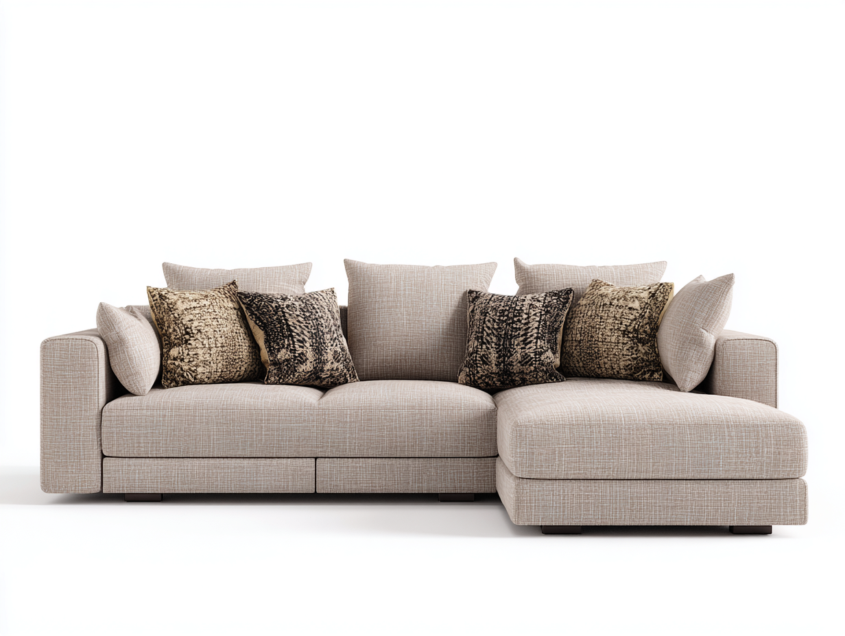 Canapé d'angle en tissu 245x155x85cm - beige - salon - design contemporain