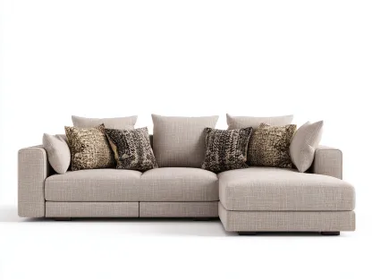 Canapé d'angle en tissu 245x155x85cm - beige - salon - design contemporain